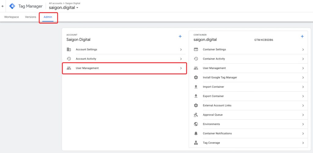 click "user management"