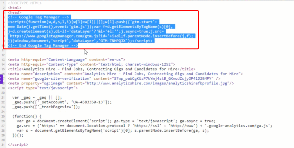 Tag on the live site