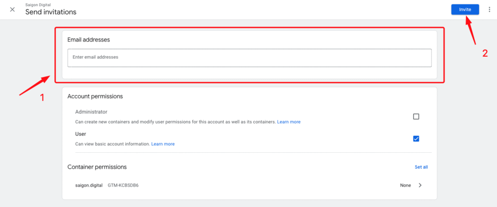 Type user's email address