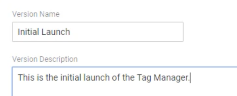 Give a descriptive name to your version