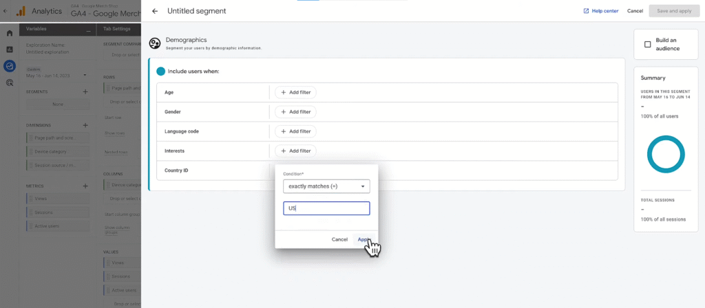 SOP 13: Name the segment: US Traffic → Save and Apply