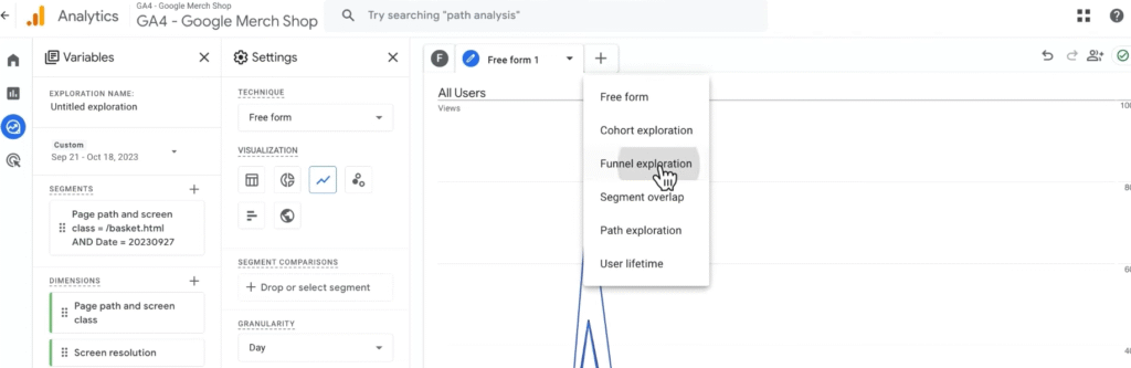 SOP 15: Use Funnel Exploration to Visualise Steps