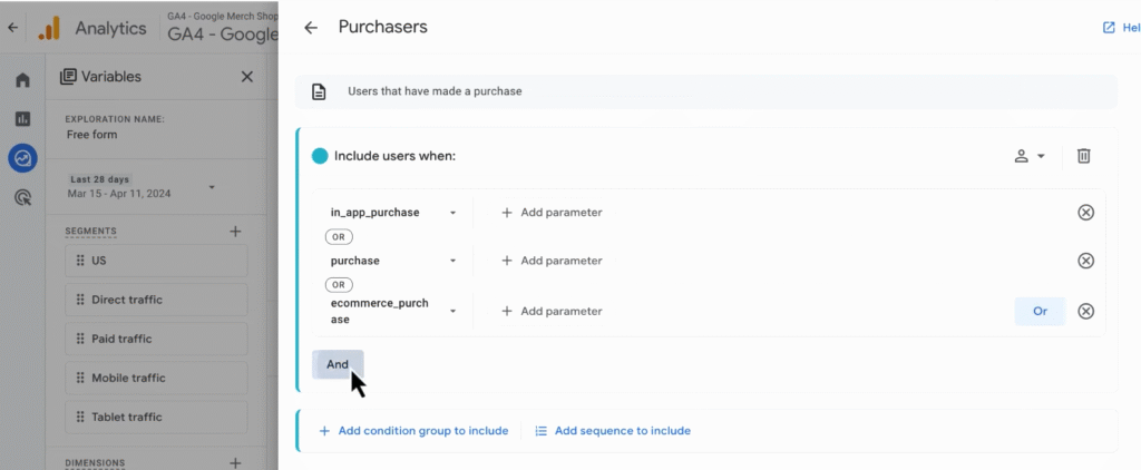 SOP 19: Click And, then add a condition