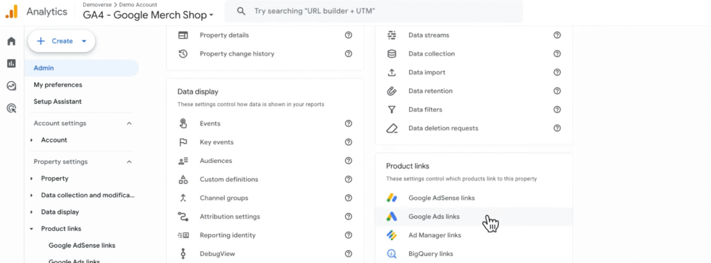 SOP 20: Scroll down to Product Links → Google Ads Links