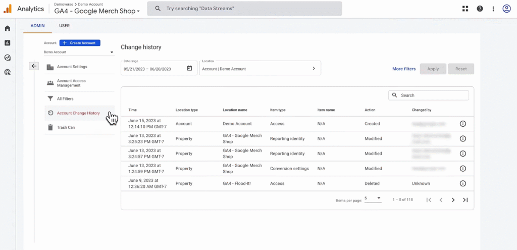 SOP 5: Account Change History