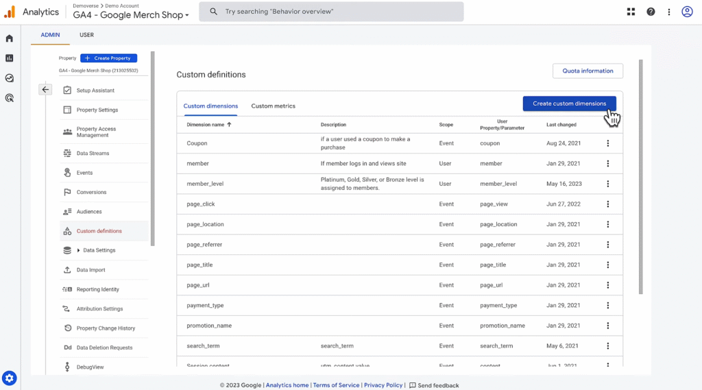 SOP 7: Create custom dimensions