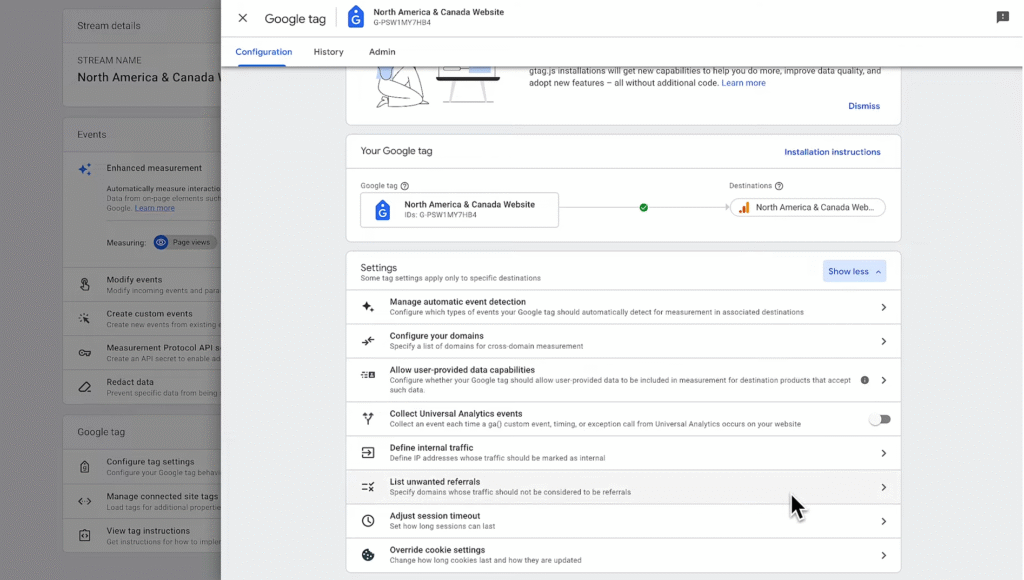 SOP 8: Choose Show All → List Unwanted Referrals